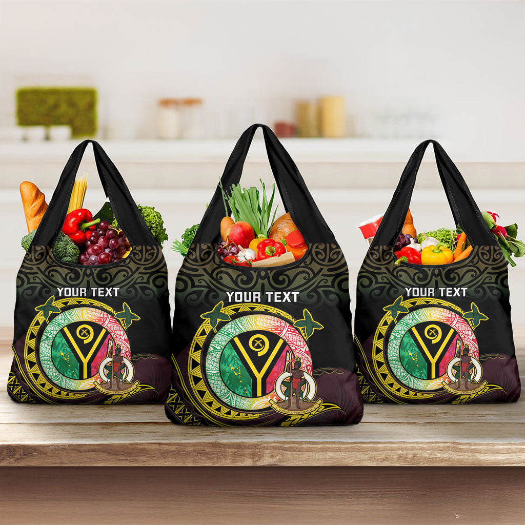 Personalised Vanuatu Grocery Bag Yumi 46th Hapi Independens Dei - Black Version LT14 3-pack One Size Black - Polynesian Pride