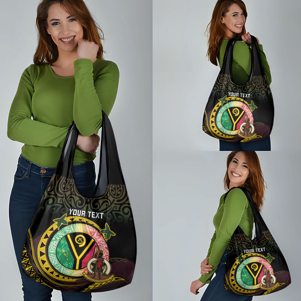 Personalised Vanuatu Grocery Bag Yumi 46th Hapi Independens Dei - Black Version LT14 - Polynesian Pride