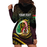 Personalised Vanuatu Hoodie Dress Yumi 45th Hapi Independens Dei - Black Version LT14