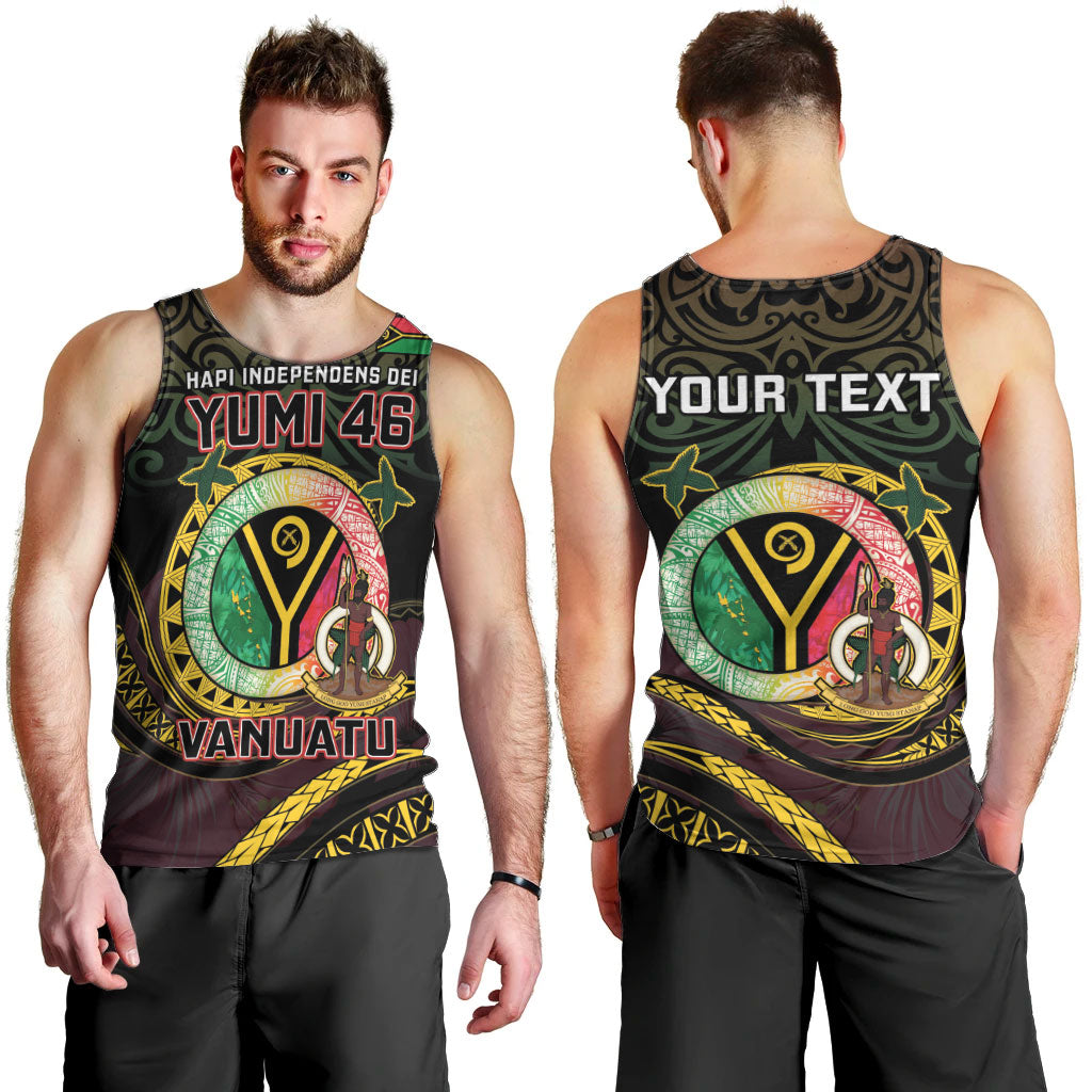 Personalised Vanuatu Men Tank Top Yumi 46th Hapi Independens Dei - Black Version LT14 - Polynesian Pride