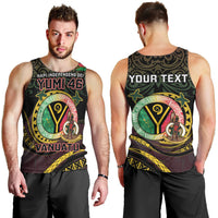 Personalised Vanuatu Men Tank Top Yumi 46th Hapi Independens Dei - Black Version LT14 - Polynesian Pride