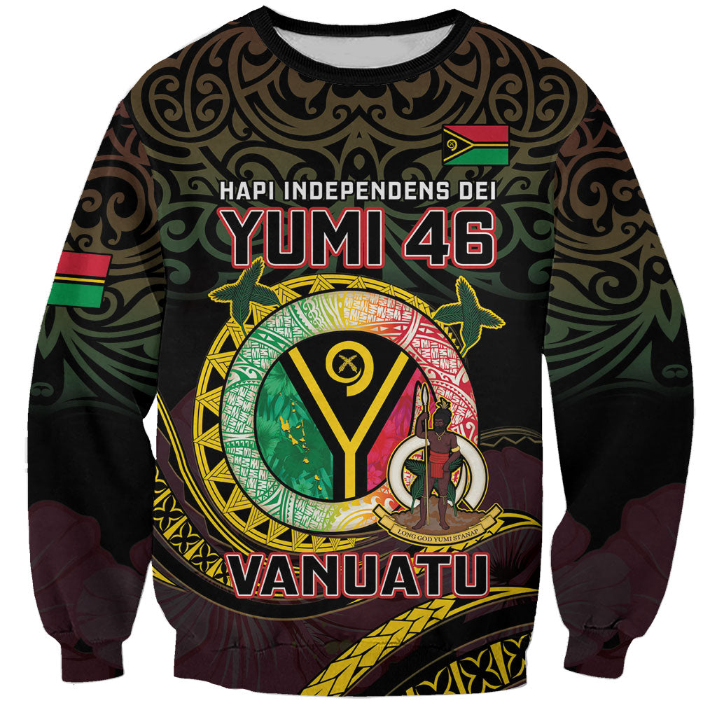 Personalised Vanuatu Sweatshirt Yumi 46th Hapi Independens Dei - Black Version LT14 Unisex Black - Polynesian Pride