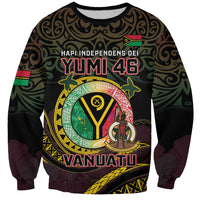 Personalised Vanuatu Sweatshirt Yumi 46th Hapi Independens Dei - Black Version LT14 Unisex Black - Polynesian Pride