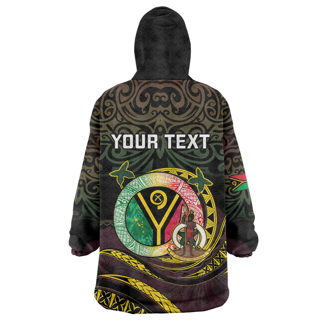 Personalised Vanuatu Wearable Blanket Hoodie Yumi 46th Hapi Independens Dei - Black Version LT14 - Polynesian Pride