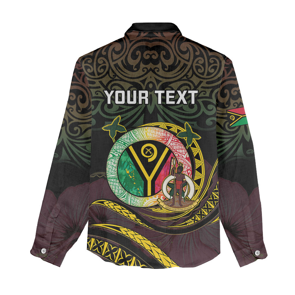 Personalised Vanuatu Women Casual Shirt Yumi 46th Hapi Independens Dei - Black Version LT14 - Polynesian Pride