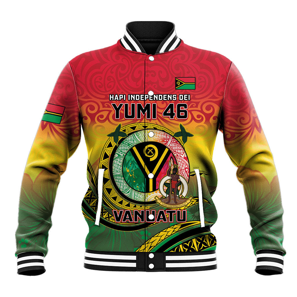 Personalised Vanuatu Baseball Jacket Yumi 46th Hapi Independens Dei - Reggae Version LT14 Unisex Reggae - Polynesian Pride
