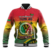 Personalised Vanuatu Baseball Jacket Yumi 46th Hapi Independens Dei - Reggae Version LT14 Unisex Reggae - Polynesian Pride
