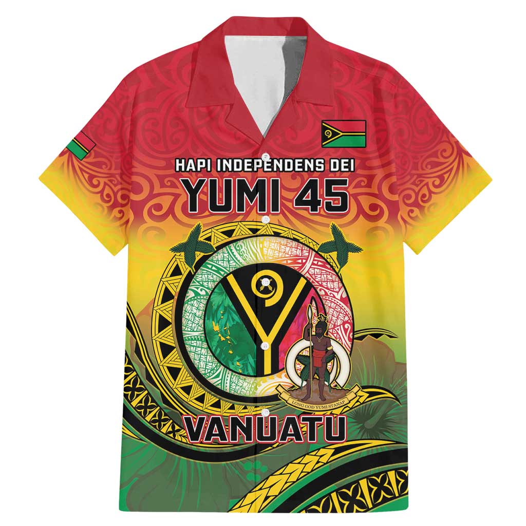 Personalised Vanuatu Family Matching Mermaid Dress and Hawaiian Shirt Yumi 45th Hapi Independens Dei - Reggae Version LT14 Dad's Shirt - Short Sleeve Reggae - Polynesian Pride