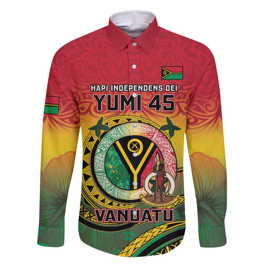 Personalised Vanuatu Family Matching Mermaid Dress and Hawaiian Shirt Yumi 45th Hapi Independens Dei - Reggae Version LT14 Dad's Shirt - Long Sleeve Reggae - Polynesian Pride
