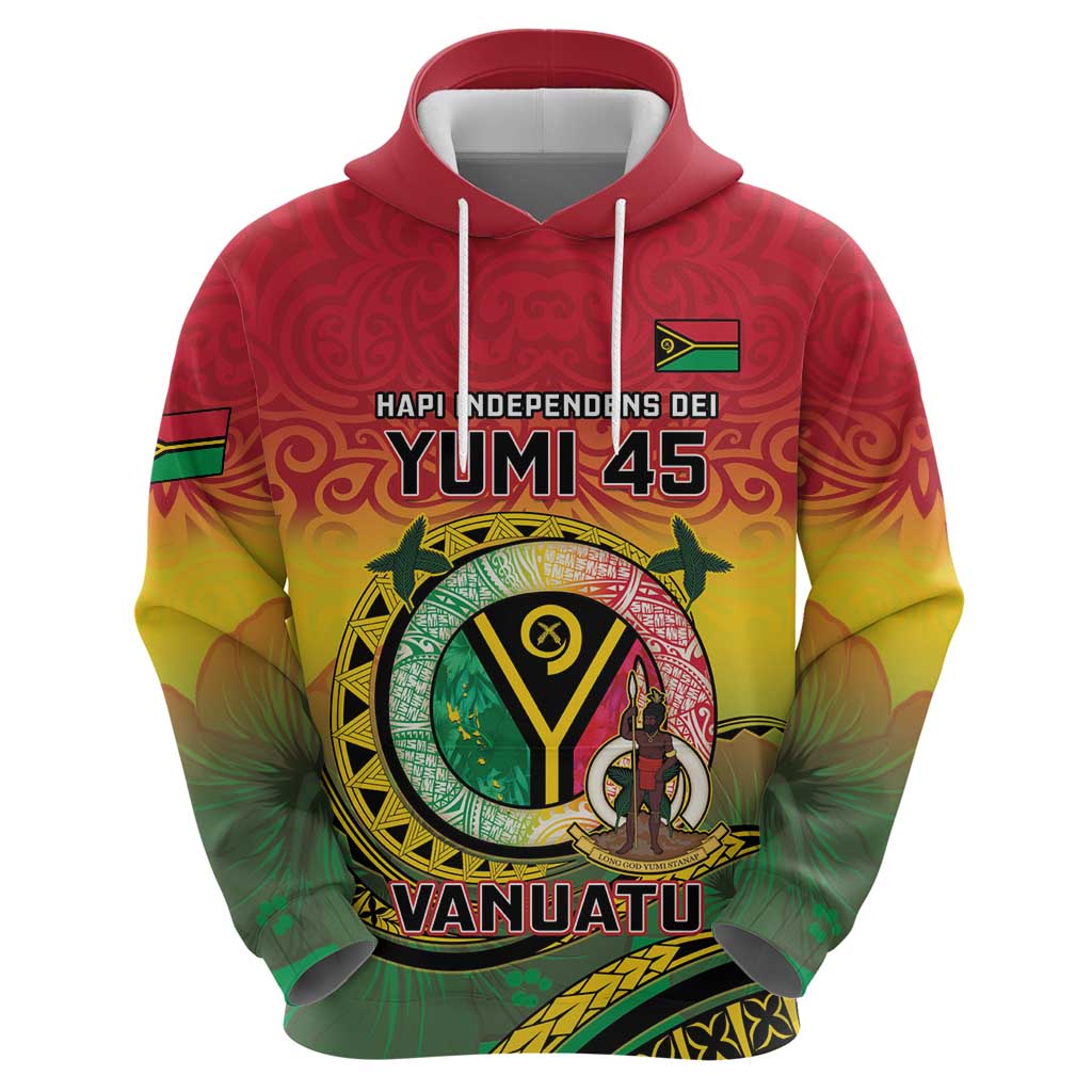 Personalised Vanuatu Hoodie Yumi 45th Hapi Independens Dei - Reggae Version LT14