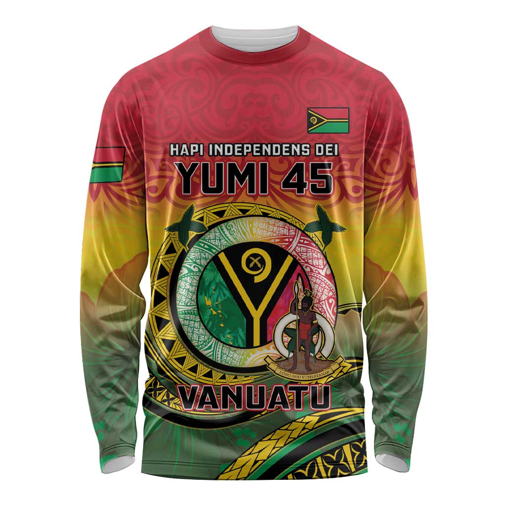 Personalised Vanuatu Long Sleeve Shirt Yumi 45th Hapi Independens Dei - Reggae Version LT14
