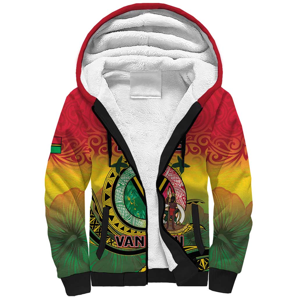 Personalised Vanuatu Sherpa Hoodie Yumi 45th Hapi Independens Dei - Reggae Version LT14