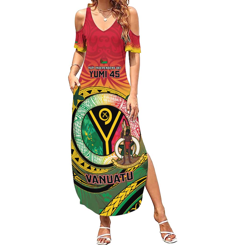 Personalised Vanuatu Summer Maxi Dress Yumi 45th Hapi Independens Dei - Reggae Version LT14