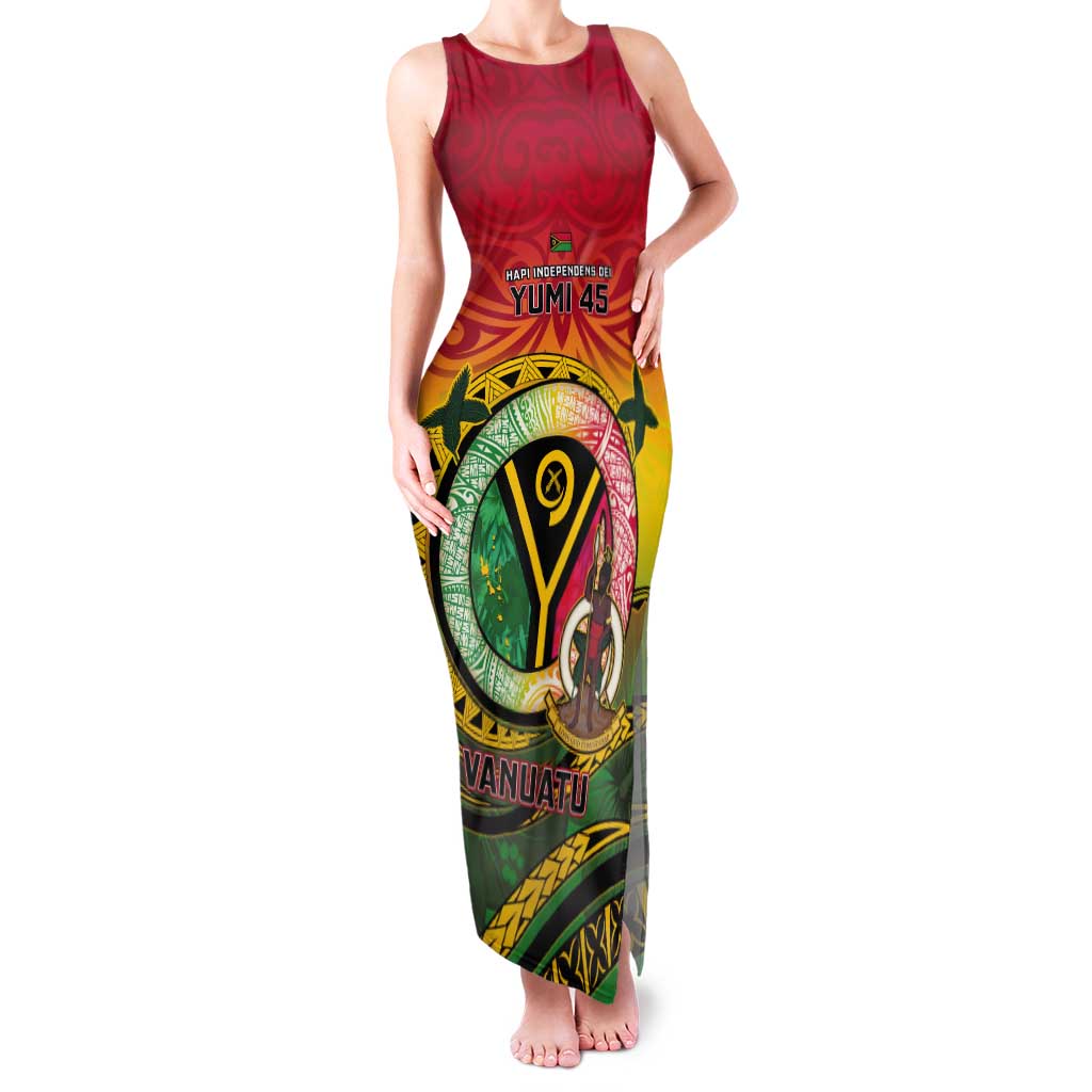 Personalised Vanuatu Tank Maxi Dress Yumi 45th Hapi Independens Dei - Reggae Version LT14