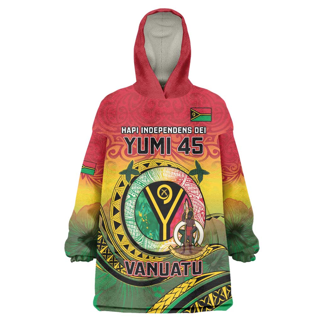 Personalised Vanuatu Wearable Blanket Hoodie Yumi 45th Hapi Independens Dei - Reggae Version LT14