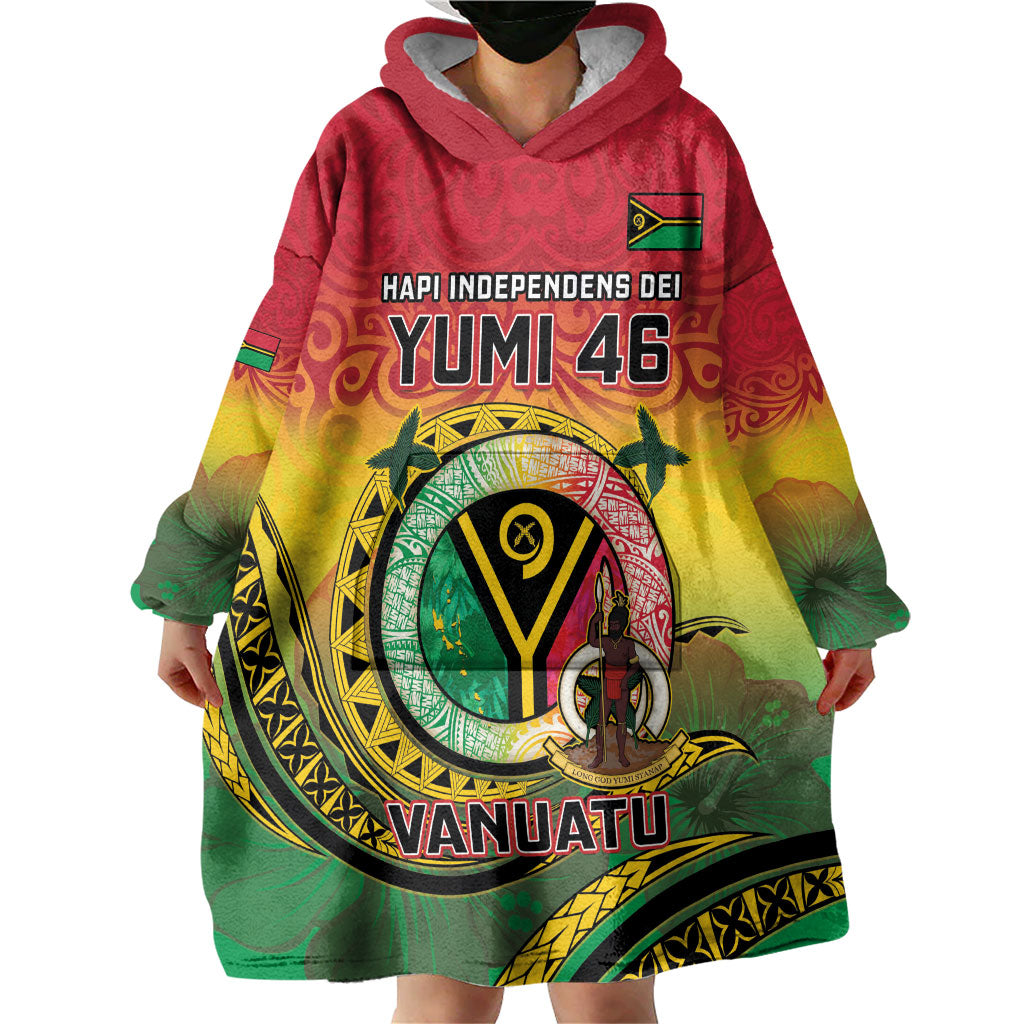 Personalised Vanuatu Wearable Blanket Hoodie Yumi 46th Hapi Independens Dei - Reggae Version LT14 - Polynesian Pride