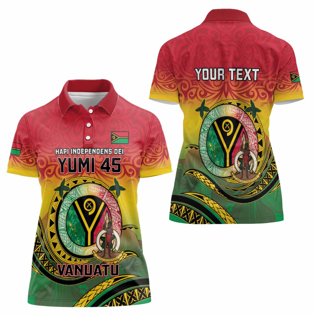 Personalised Vanuatu Women Polo Shirt Yumi 45th Hapi Independens Dei - Reggae Version LT14