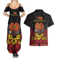 Papua New Guinea Independence Day Couples Matching Summer Maxi Dress and Hawaiian Shirt PNG Bird of Paradise 50th Anniversary LT14 - Polynesian Pride