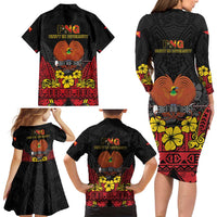 Papua New Guinea Independence Day Family Matching Long Sleeve Bodycon Dress and Hawaiian Shirt PNG Bird of Paradise 50th Anniversary LT14 - Polynesian Pride