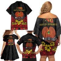 Papua New Guinea Independence Day Family Matching Off Shoulder Short Dress and Hawaiian Shirt PNG Bird of Paradise 50th Anniversary LT14 - Polynesian Pride