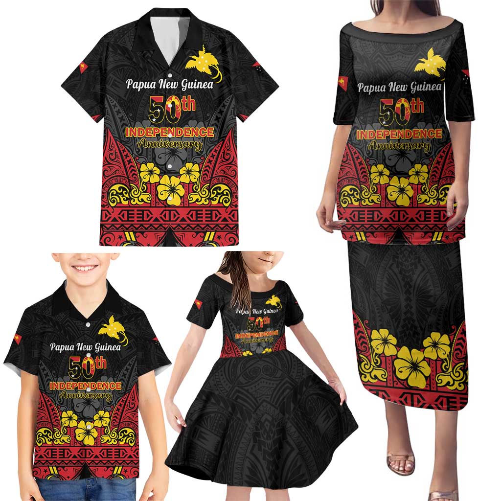 Papua New Guinea Independence Day Family Matching Puletasi and Hawaiian Shirt PNG Bird of Paradise 50th Anniversary LT14