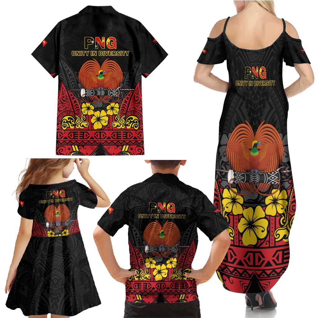 Papua New Guinea Independence Day Family Matching Summer Maxi Dress and Hawaiian Shirt PNG Bird of Paradise 50th Anniversary LT14 - Polynesian Pride
