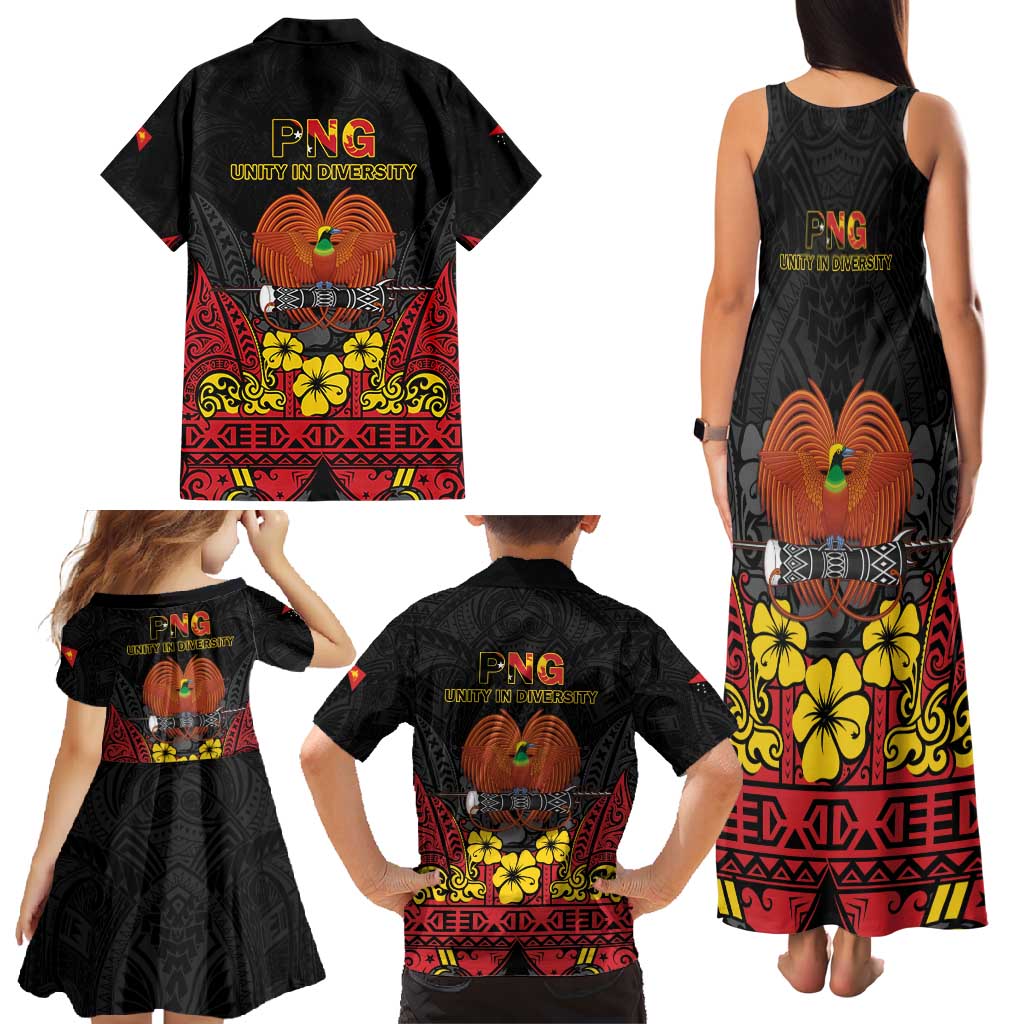 Papua New Guinea Independence Day Family Matching Tank Maxi Dress and Hawaiian Shirt PNG Bird of Paradise 50th Anniversary LT14 - Polynesian Pride