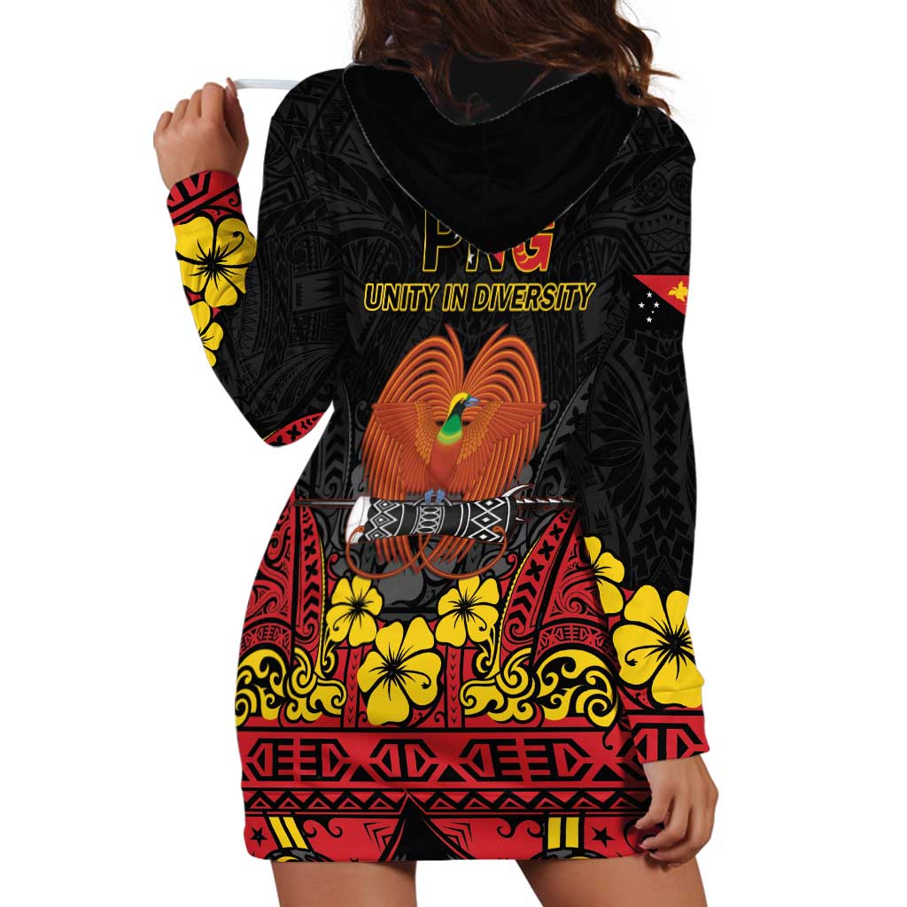Papua New Guinea Independence Day Hoodie Dress PNG Bird of Paradise 50th Anniversary LT14 - Polynesian Pride