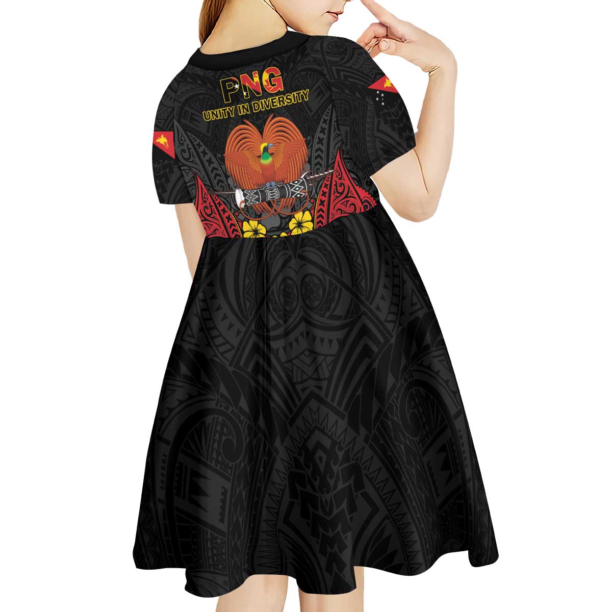 Papua New Guinea Independence Day Kid Short Sleeve Dress PNG Bird of Paradise 50th Anniversary LT14