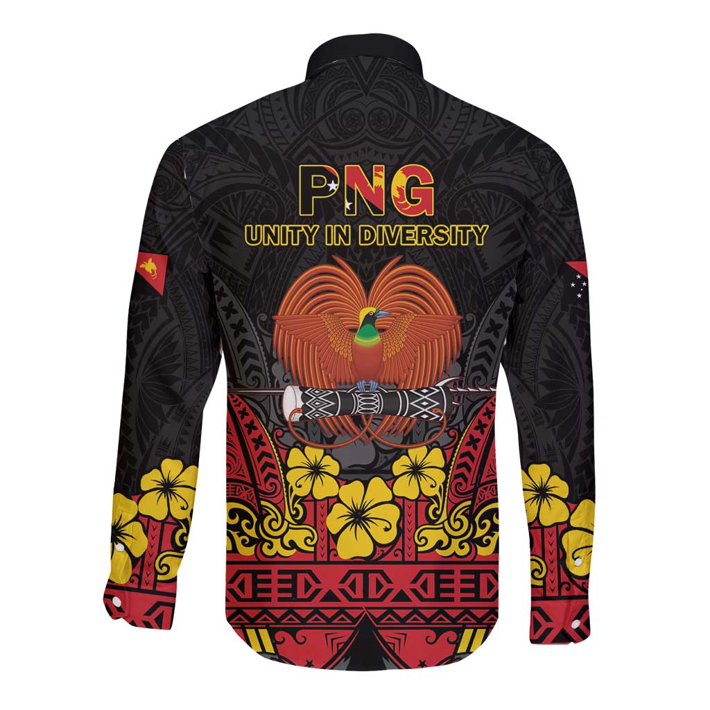 Papua New Guinea Independence Day Long Sleeve Button Shirt PNG Bird of Paradise 50th Anniversary LT14 - Polynesian Pride