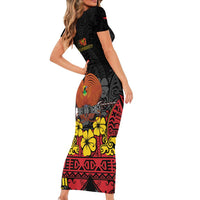Papua New Guinea Independence Day Short Sleeve Bodycon Dress PNG Bird of Paradise 50th Anniversary LT14 - Polynesian Pride