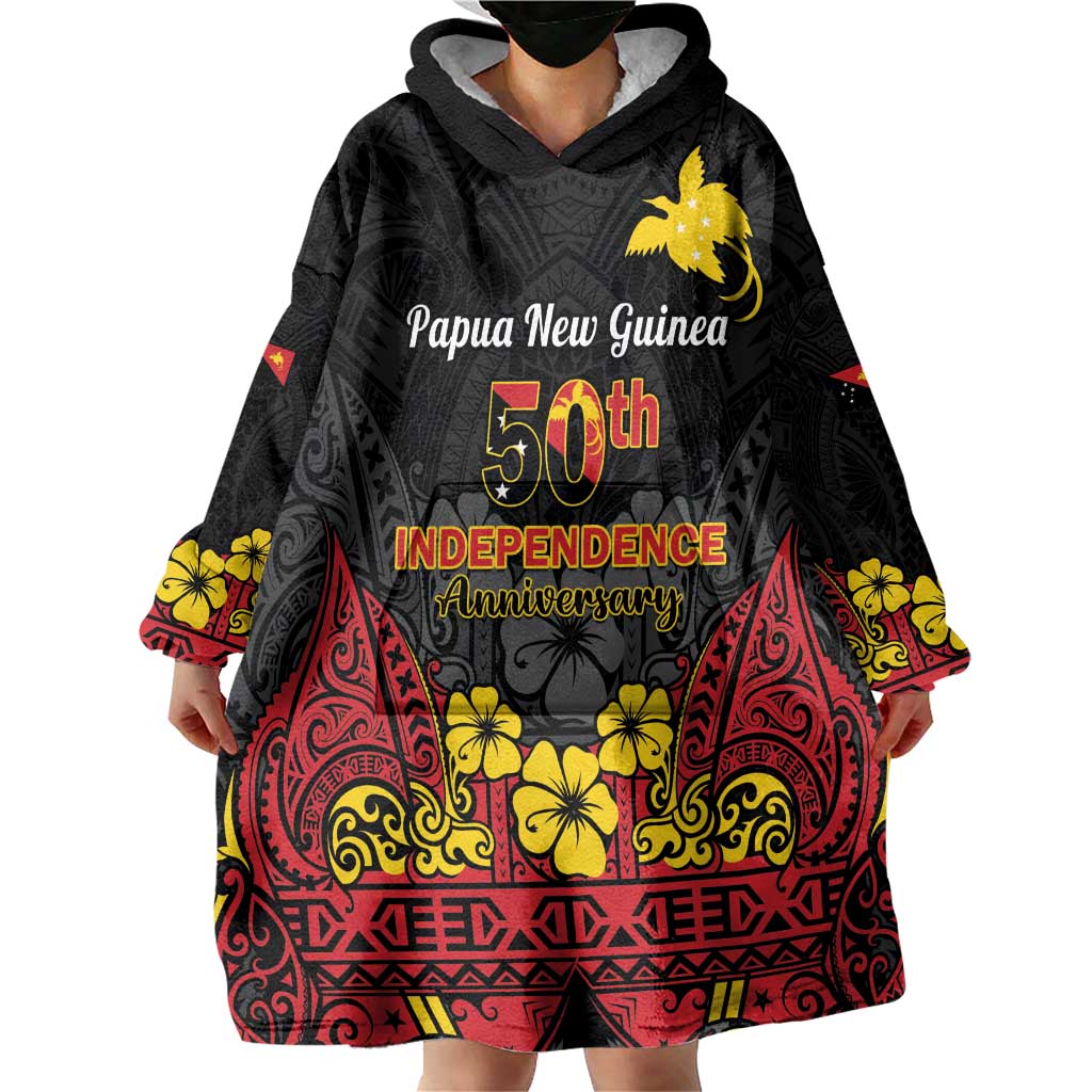 Papua New Guinea Independence Day Wearable Blanket Hoodie PNG Bird of Paradise 50th Anniversary LT14 - Polynesian Pride