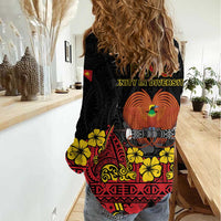 Papua New Guinea Independence Day Women Casual Shirt PNG Bird of Paradise 50th Anniversary LT14 - Polynesian Pride