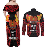 Papua New Guinea Independence Day Couples Matching Off Shoulder Maxi Dress and Long Sleeve Button Shirt PNG Since 1975 LT14 - Polynesian Pride