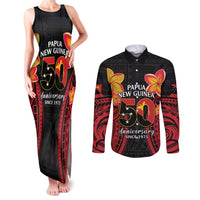 Papua New Guinea Independence Day Couples Matching Tank Maxi Dress and Long Sleeve Button Shirt PNG Since 1975 LT14 Black - Polynesian Pride