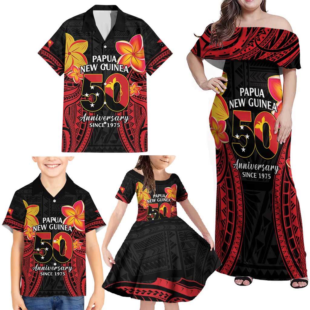 Papua New Guinea Independence Day Family Matching Off Shoulder Maxi Dress and Hawaiian Shirt PNG Since 1975 LT14 - Polynesian Pride