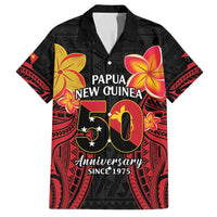 Papua New Guinea Independence Day Family Matching Puletasi and Hawaiian Shirt PNG Since 1975 LT14 Dad's Shirt - Short Sleeve Black - Polynesian Pride