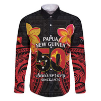Papua New Guinea Independence Day Family Matching Puletasi and Hawaiian Shirt PNG Since 1975 LT14 Dad's Shirt - Long Sleeve Black - Polynesian Pride