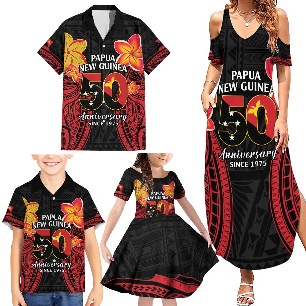 Papua New Guinea Independence Day Family Matching Summer Maxi Dress and Hawaiian Shirt PNG Since 1975 LT14 - Polynesian Pride