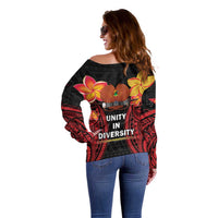 Papua New Guinea Independence Day Off Shoulder Sweater PNG Since 1975 LT14 - Polynesian Pride