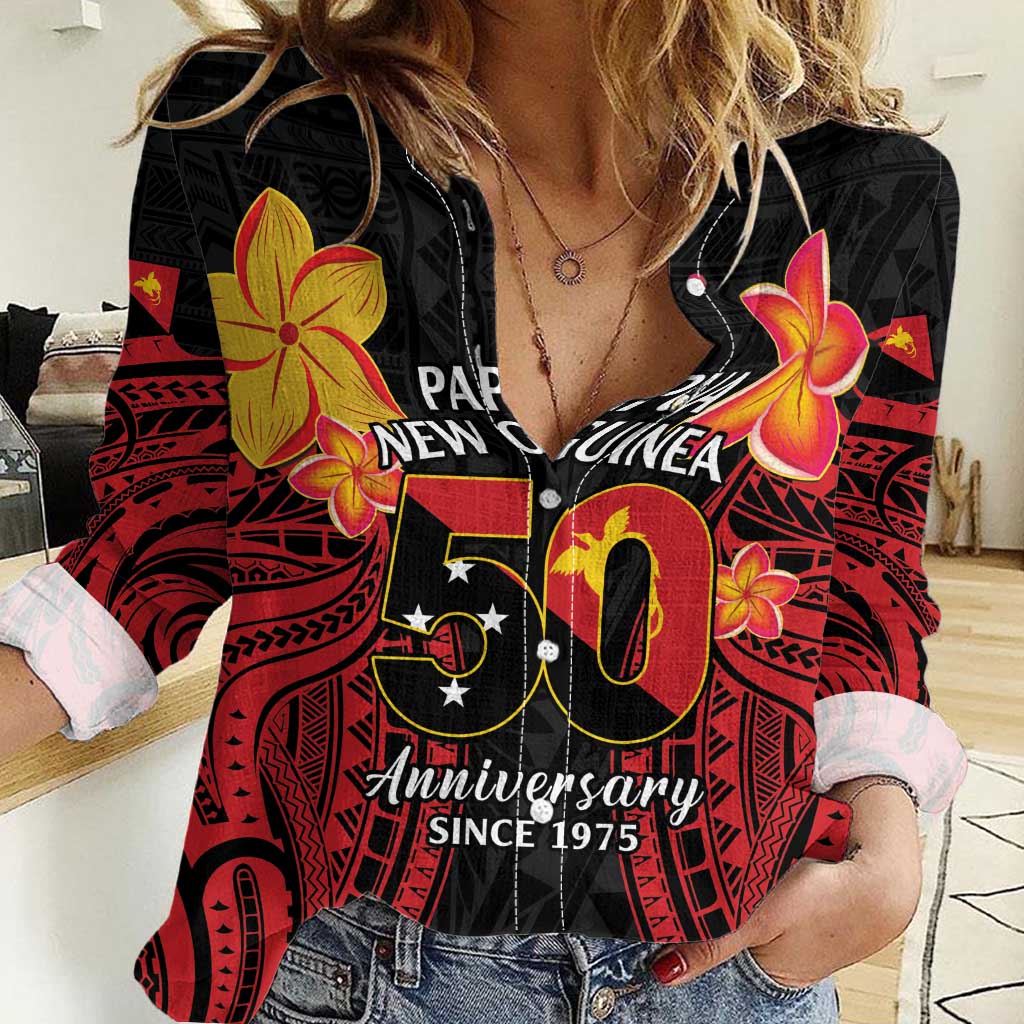 Papua New Guinea Independence Day Women Casual Shirt PNG Since 1975 LT14 Female Black - Polynesian Pride