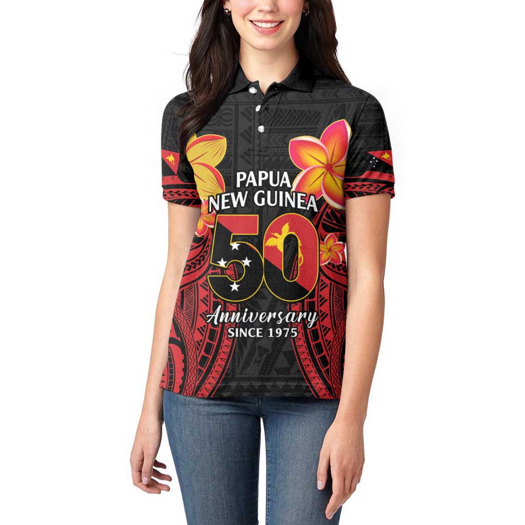 Papua New Guinea Independence Day Women Polo Shirt PNG Since 1975 LT14 - Polynesian Pride