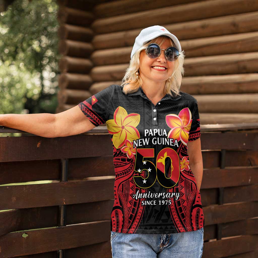 Papua New Guinea Independence Day Women Polo Shirt PNG Since 1975 LT14 - Polynesian Pride