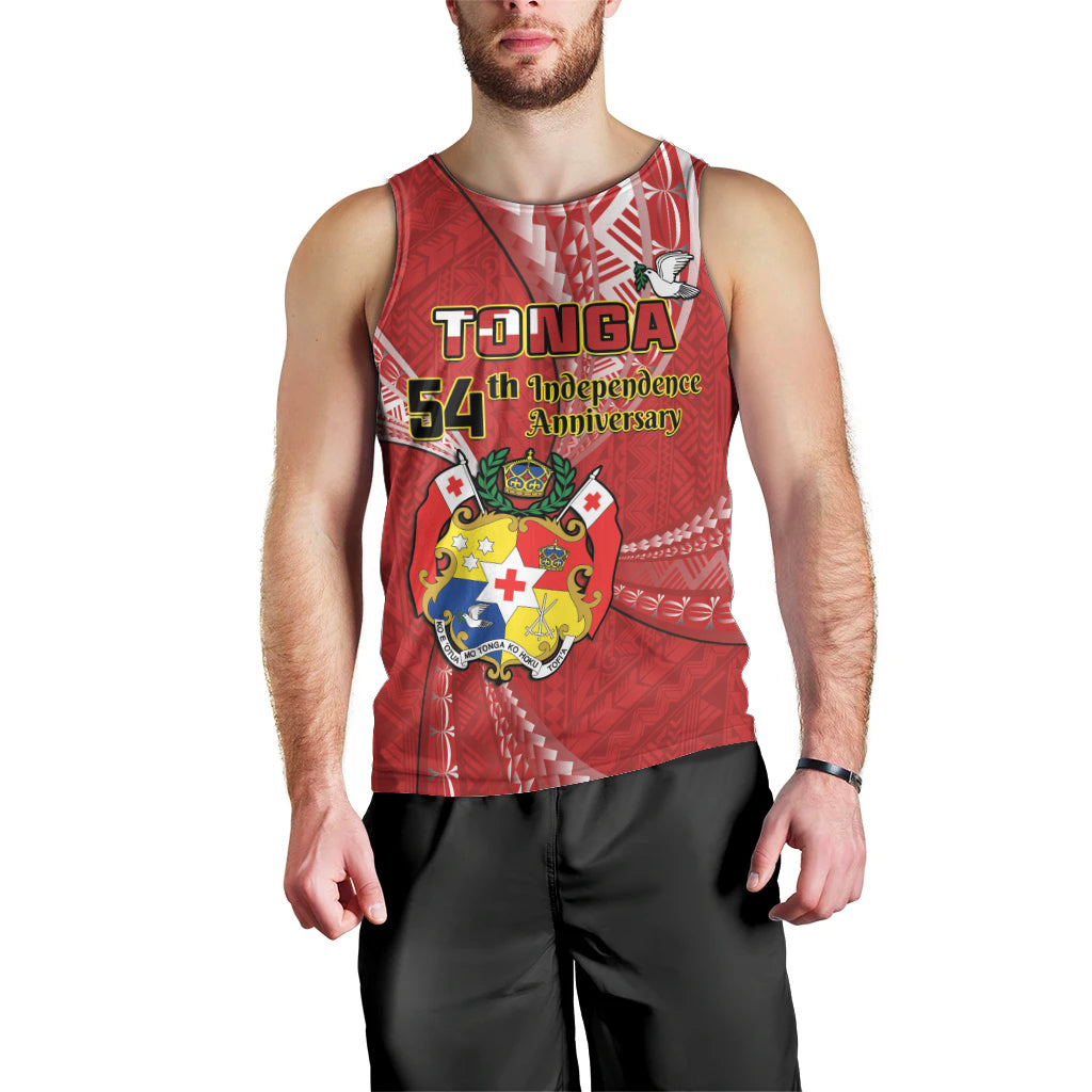 Personalised Tonga Independence Day Men Tank Top Happy 54th Independence Anniversary Ngatu Pattern