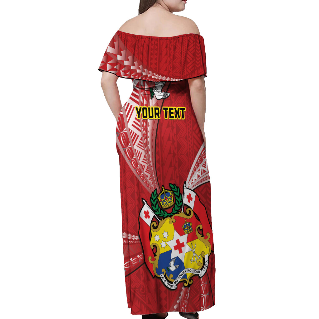Personalised Tonga Independence Day Off Shoulder Maxi Dress Happy 54th Independence Anniversary Ngatu Pattern