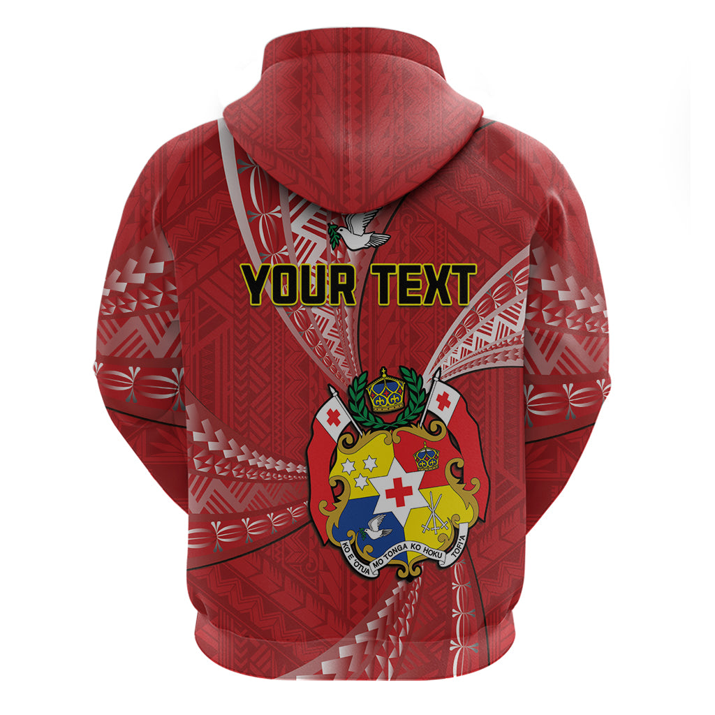 Personalised Tonga Independence Day Zip Hoodie Happy 54th Independence Anniversary Ngatu Pattern