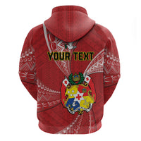 Personalised Tonga Independence Day Zip Hoodie Happy 54th Independence Anniversary Ngatu Pattern