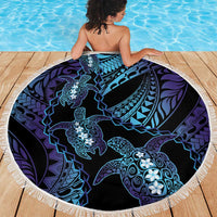 Polynesia Sea Turtle Day Beach Blanket Tribal Honu Plumeria Polynesian Pattern