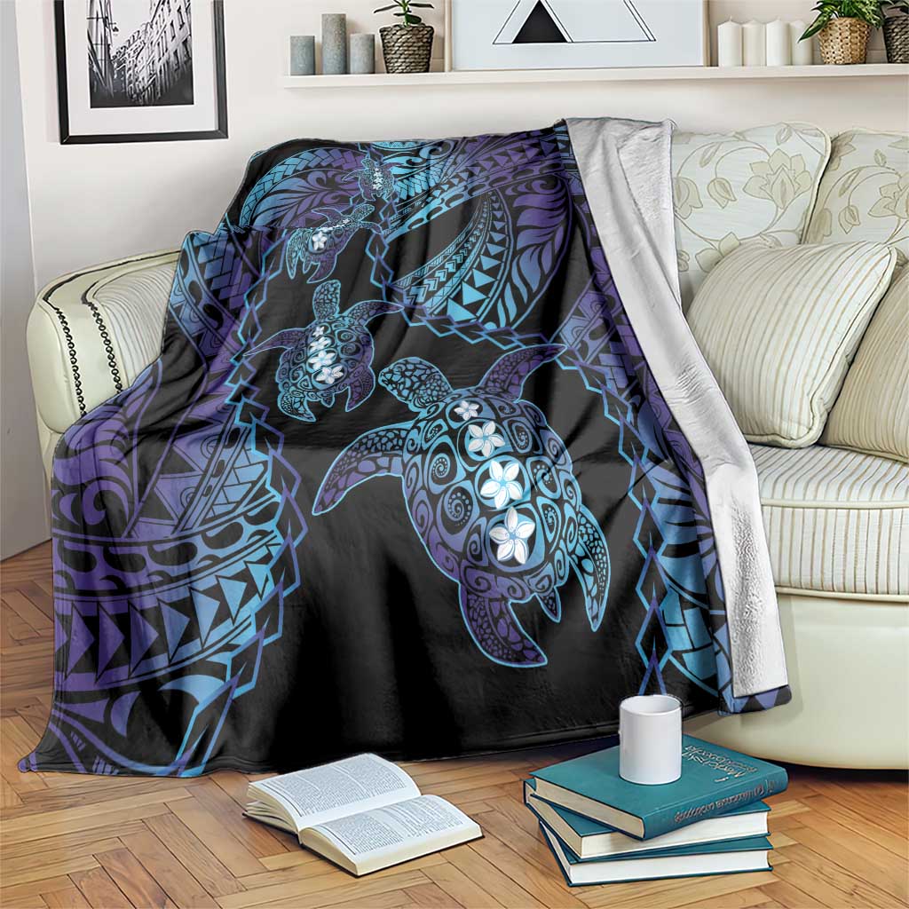 Polynesia Sea Turtle Day Blanket Tribal Honu Plumeria Polynesian Pattern