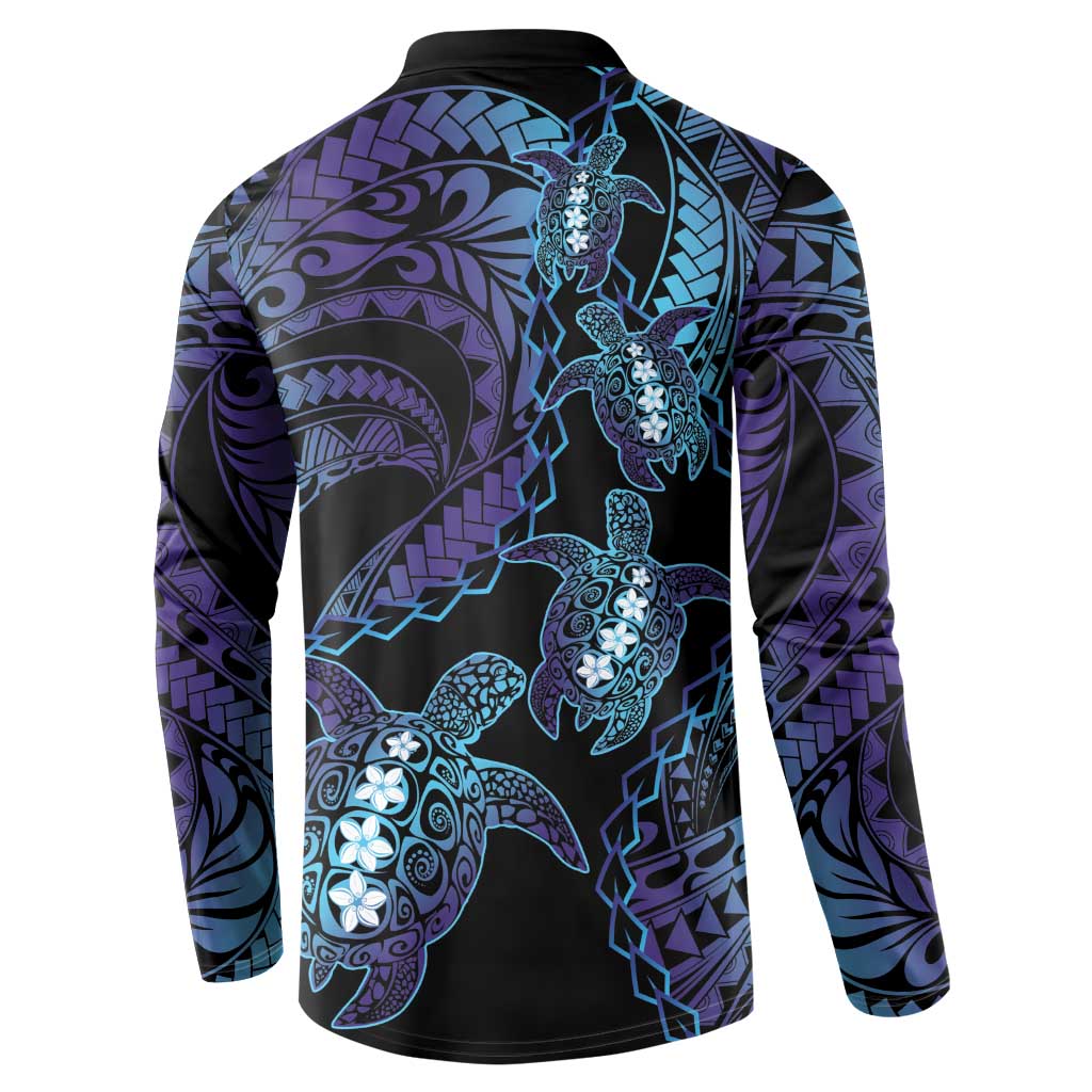 Polynesia Sea Turtle Day Button Sweatshirt Tribal Honu Plumeria Polynesian Pattern